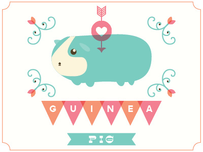 Guinea Pig Love flags flourish guinea pig heart illustration love pet ribbon swash