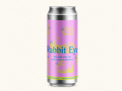 Rabbit Eye Beer Label beer beer label blueberry bunny illustration inda pale ale ipa neon pink rabbit