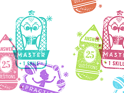 Stamp Design Take 3 achievement answer badge book juggling master owl pencil stamp student
