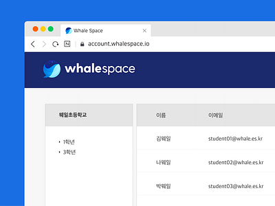 WhaleSpace Admin screen