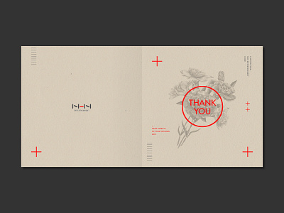 Thank You Card concept card carnation corporate flower graphicdesign grayscale in house parents print red thankyou