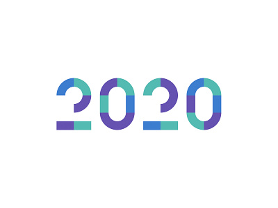 2020 typography 2020 blue calendar celebration colorful geometric illustrator cc new year number numeral purple rectangle round teal typography year