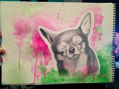 Happy Place acrylic chihuahua drawing paint pencil wip work in progress