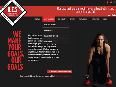 We make your goals, our goals black contrast dark background fitness gym red workout