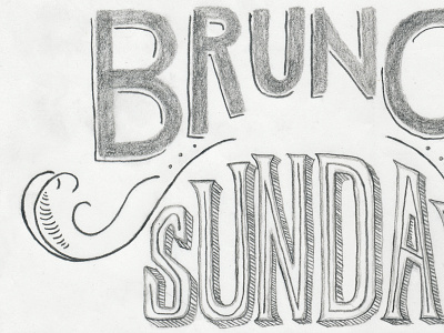 Brunch poster sign - sketch chalkboard style hand lettering handtype lettering pencil sketch