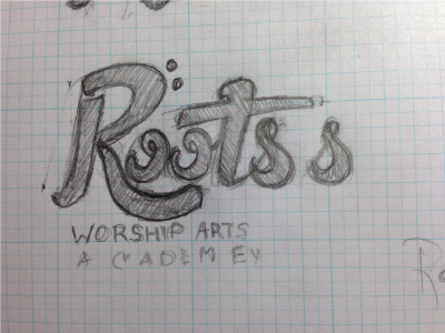 Roots - a faith based music academy handtype logo sketch typography