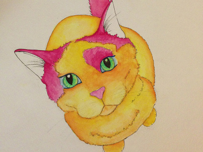 Bibble the cat almost finished cat illustration in progress paint sketch watercolor