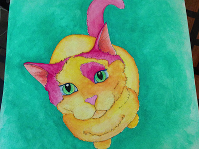 Bibble the cat painting completed cat final illustration paint sketch watercolor