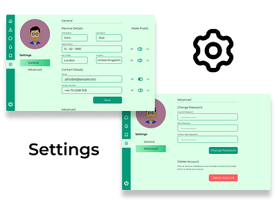 DailyUI 007- Settings branding dailyui dailyui006 design profile profileedit settings socialmedia ui user useraccount vector