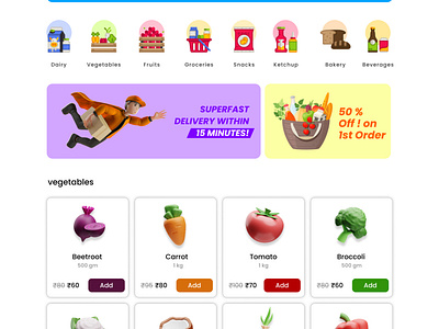 Delish - A grocery delivery Business 3d icons branding design design process graphic design illustration typography ui ux ux designer uxdesign web design web designer website