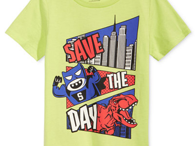 Save The Day dinosaur superhero t rex city tshirt