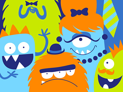 Monster Family Reunion cute family illustrator monster vector