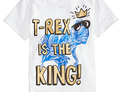 T Rex Is King childrenswear dinosaur king trex tshirt