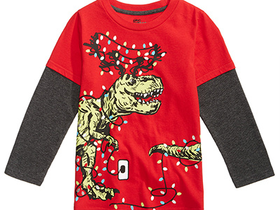 Xmas Dino childrens dinosaur trex tshirt