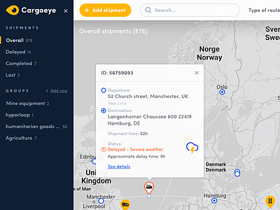 Cargoeye app cargo delivery eye service shipments tooltip weather web