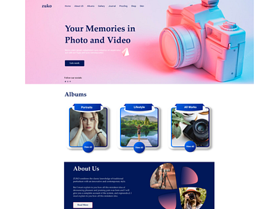 Photography Website landing page design