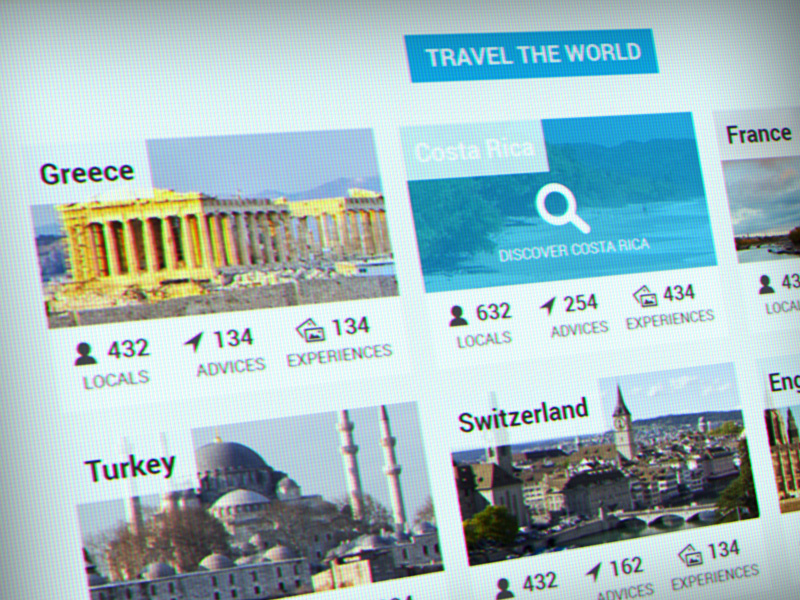 Travel Destinations flat travel countries grid bootstrap