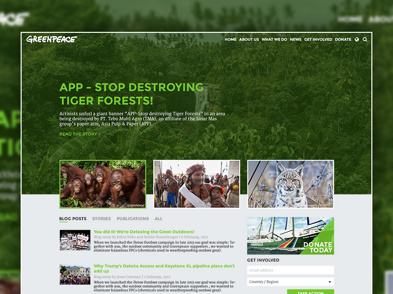 GreenPeace Homepage Rethink green concept redesign rethink greenpeace