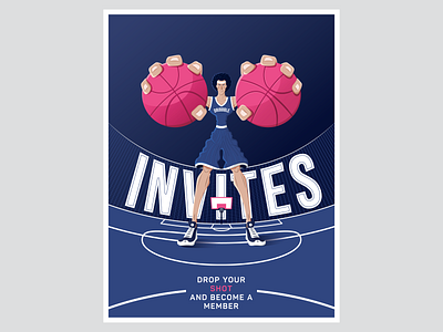 Two invites for dribbble basketball card design dribbble invite illustration invitation invitation card invitation design invite invites player poster sport typography vector vector drawing