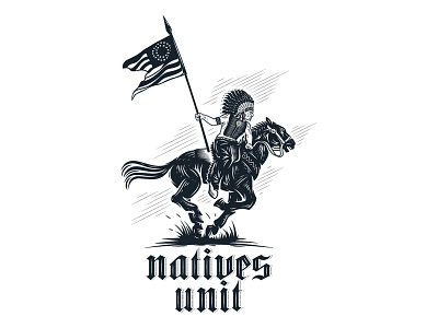 Natives Unit america american flag flag horse illustration indian logo native native american run scout scouting usa warrior wild