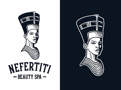 Nefertiti Queen of Beauty beautiful girl beauty branding cleopatra costum font egypt egyptian font girl head illustration logo nefertiti portait queen spa text woman