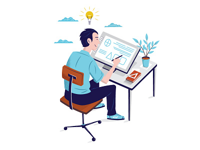 Working At My Desk charachter charachter design computer design desk drawing idea illustration illustrator isometric isometric art isometric design learning studying vector working