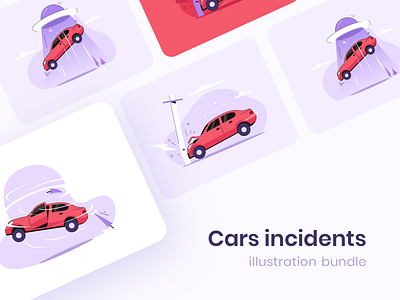 Illustration kit app car cards clean colour creative design flat icon illustration kit minimal purple red theme ui ux vehicle web website