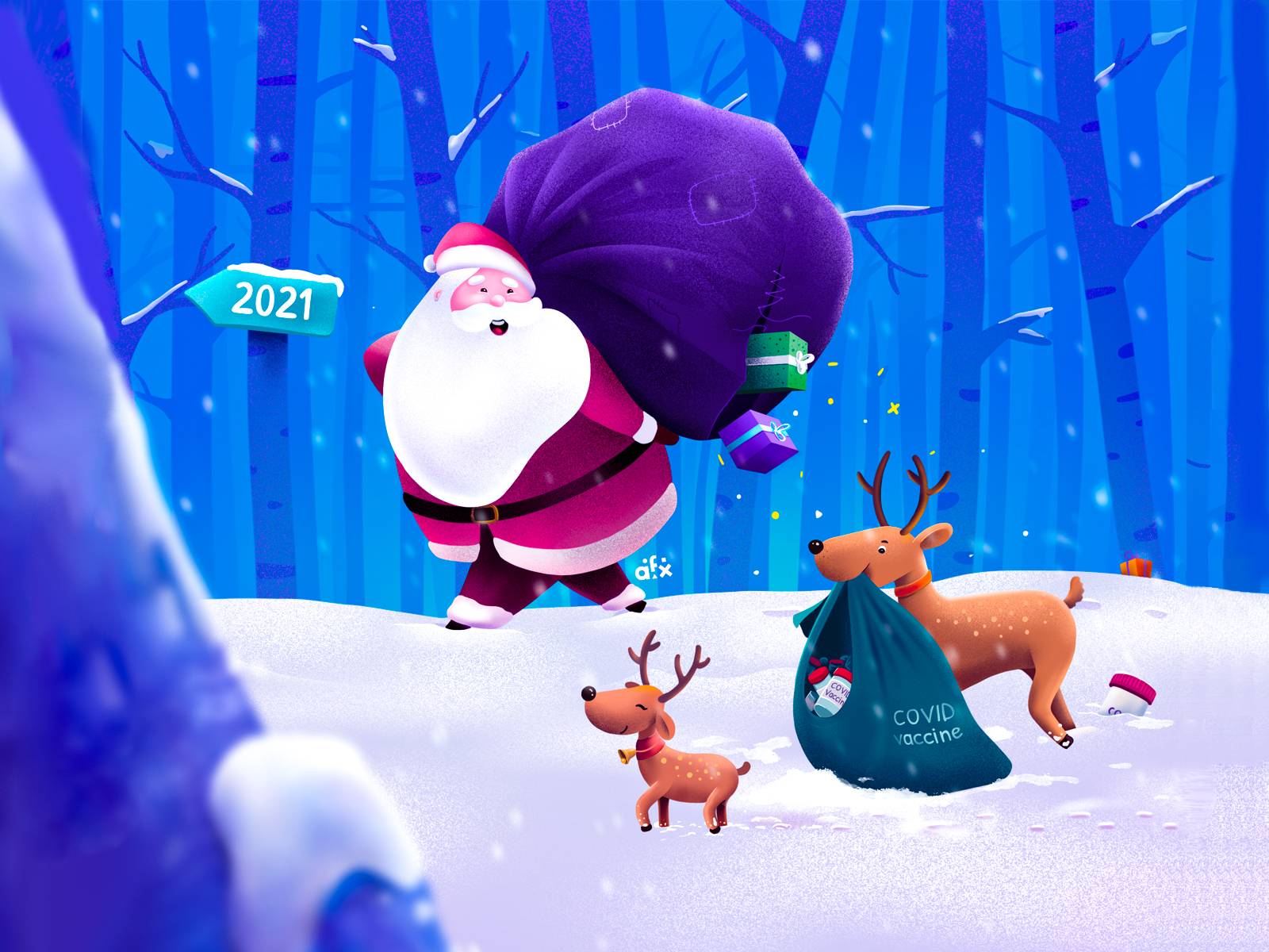 Merry Christmas 🎄 & a healthy New year ⭐️ 2020 2021 character christmas cute december festive gifts happy hope illustration procreate reindeer santa santaclaus snow
