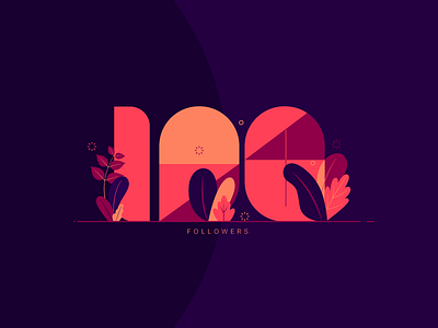 3 digits art color creative design flat followers font inspiration leaf simple typography