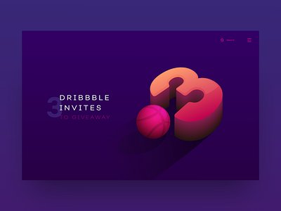 3 dribbble Invites 3 congrats creative design dribbble invite landing page three ui ux website