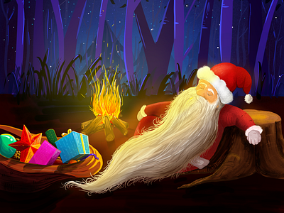 Christmas loading... beard character christmas design gift illustrator merrychristmas night procreate app santa claus wishes