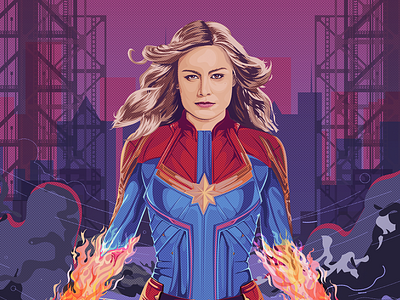 Captain Marvel adobe art character comic creative design drawing hero illustration marvels poster vector