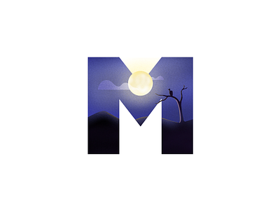 Moon_36daysoftype 2d 36daysoftype art creative design icon illustration letter logo logo 2d moon night type typography