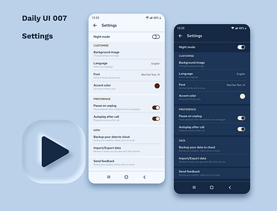 Daily UI 007 - Settings dailyui design music musicplayer settings settingsui ui uidesign userexperience userinterface ux uxdesign
