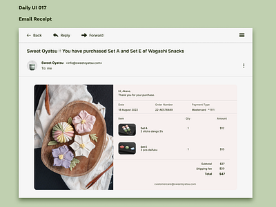 Daily UI 017 - Email Receipt dailyui design ui uidesign userexperience userinterface userinterfacedesign ux uxdesign