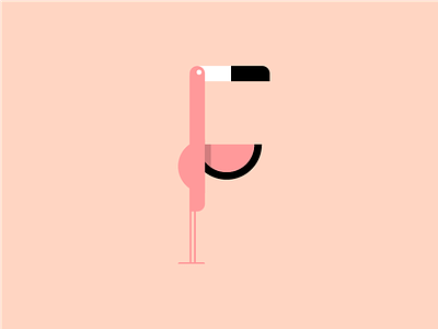 F is for flamingo 36daysoftype digital digitalart flamingo geometric illustration minimal typography