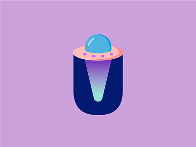 U is for UFO 36daysoftype design digital graphic illustration lettering minimal typography ufo vector