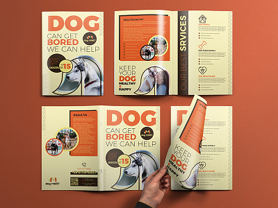 Dog Mart Bi-fold Brochure animal bifold brochure business care clean designsign dog grooming pantone pet puppy
