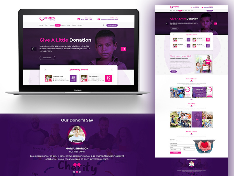 Charity Website Landing Page helping men help crisis donor donate charitable education donation charity