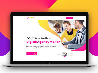 Creative Digital Agency Landing Page advertising branding business corporate creative designsign exploration illustration pink typography ui ux