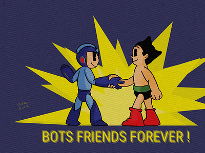 bots friends forever astroboy atomboy characterdesign illustration manga megaman retrogaming