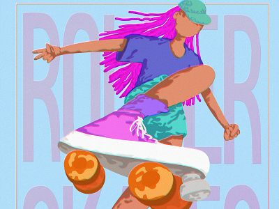 roller skates 2d girl illustration photoshop art roller skates sport woman