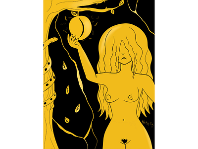 Eve art black design digital art drawing gold graphic design illustration nude procreate
