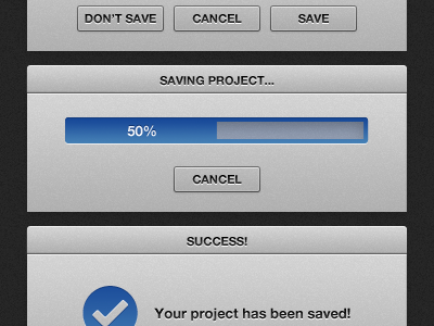 Saving project button modal progress bar ui web app
