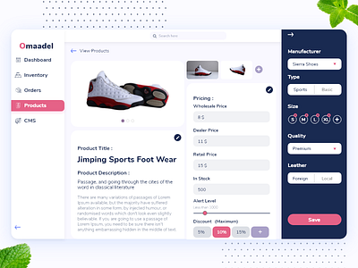 Ommadel Admin Panel - Product View Page admin backend inventory product ui product view ui ui design