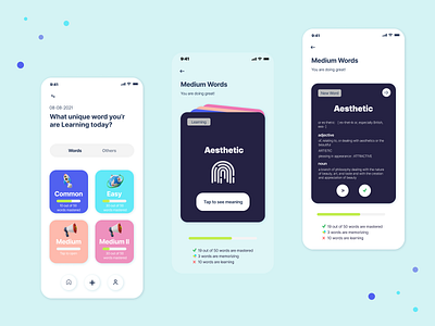 Vocabulary Learning App flashcards gre ielts language language app learning ux master word remember ui vocab vocabulary app vocabulary builder vocabulary learning vocabulary ui word app word learning words