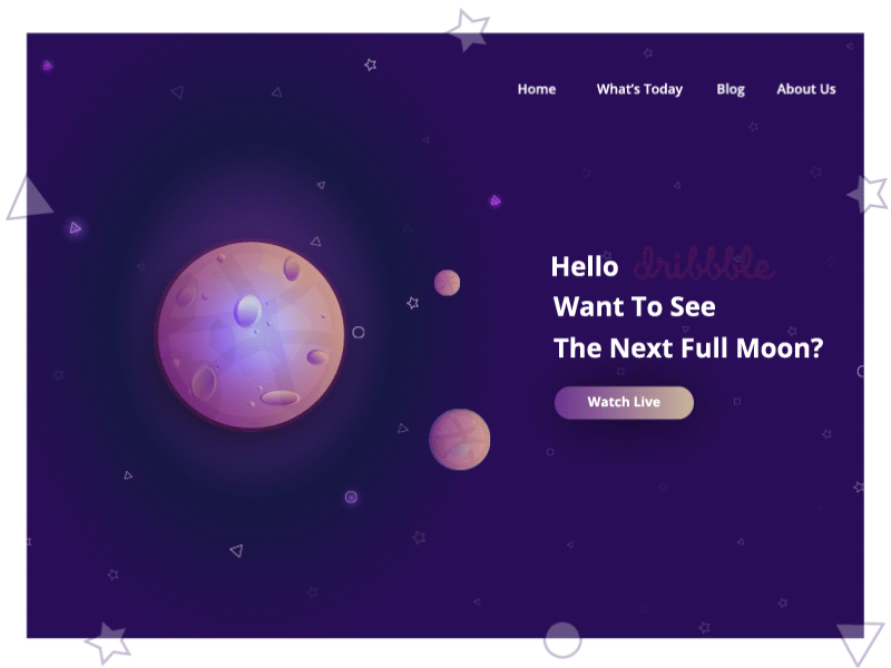 Hello Dribble .gif after effects debut debut shot illustration landing page planet space