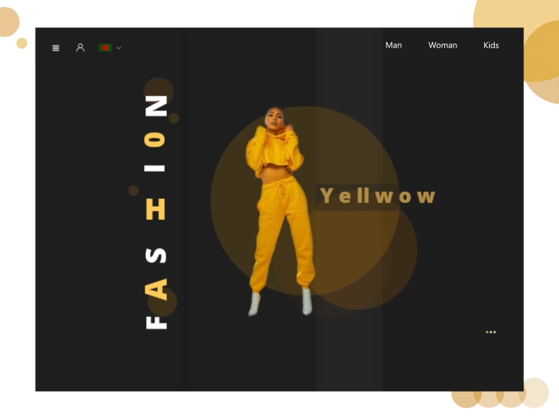 Fashion Website Landing Page (Dark Ui) black ui black webpage dark landing page dark theme dark ui fahion home fashion theme fashion web landing page yellow yellow web