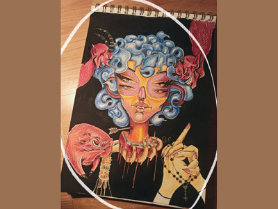 ''The Devils'' art color devil eyes handmade pig