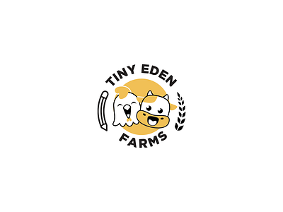 TINY EDEN FARMS mascot logo chicken cow education farm logo mascot